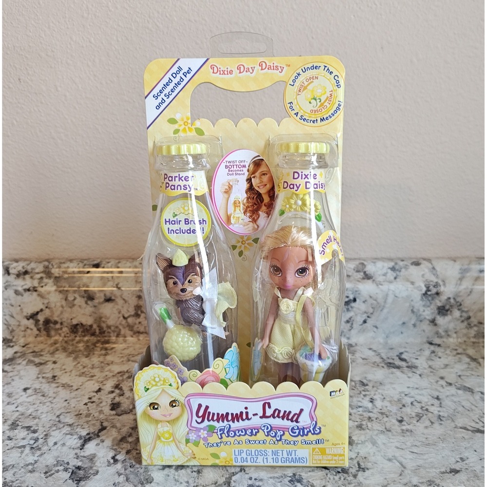MGA Yummi-Land Flower Pop Girls Dixie Day Daisy Parker Pansy Yellow Scented